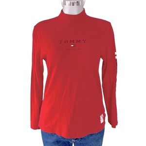 Vintage 90s Tommy Hilfiger Long Sleeve Top Tee T Shirt Athleisure Classic Mock S